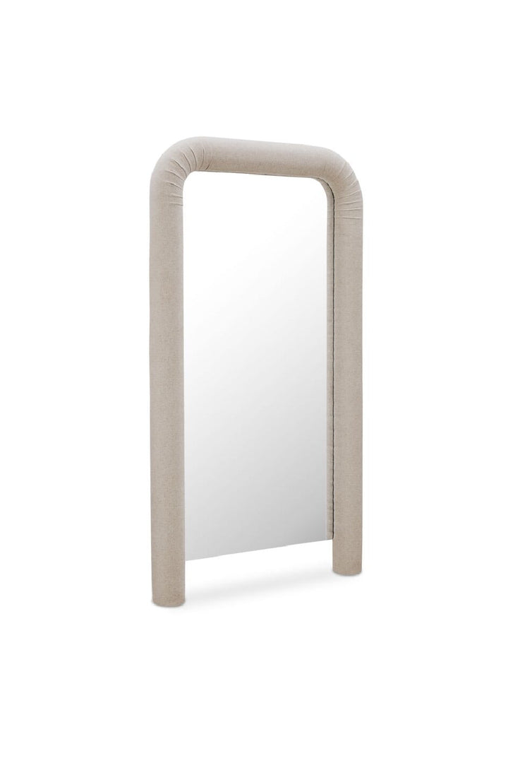 Buy farmhouse furniture Le Riu • Beige Large Modern Cottage Farmhouse Style Upholstered Floor Mirror - Modern Cottage Farmhouse Furniture