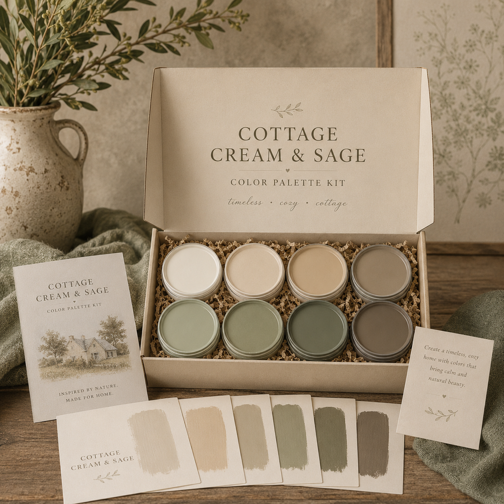 Buy farmhouse furniture Cottage Cream & Sage Color Palette Kit - By. Artisan Blooms - Modern Cottage Farmhouse Furniture