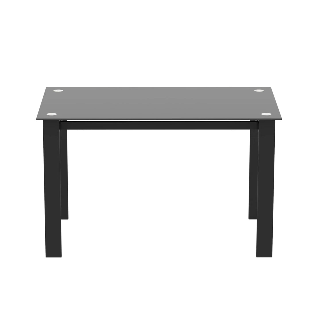 Buy farmhouse furniture La Ivoire | Modern Luxury Tempered Black Glass Black Dining Table w/ Chair Set - Modern Cottage Farmhouse Furniture