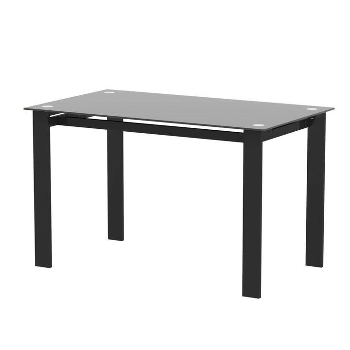 Buy farmhouse furniture La Ivoire | Modern Luxury Tempered Black Glass Black Dining Table w/ Chair Set - Modern Cottage Farmhouse Furniture