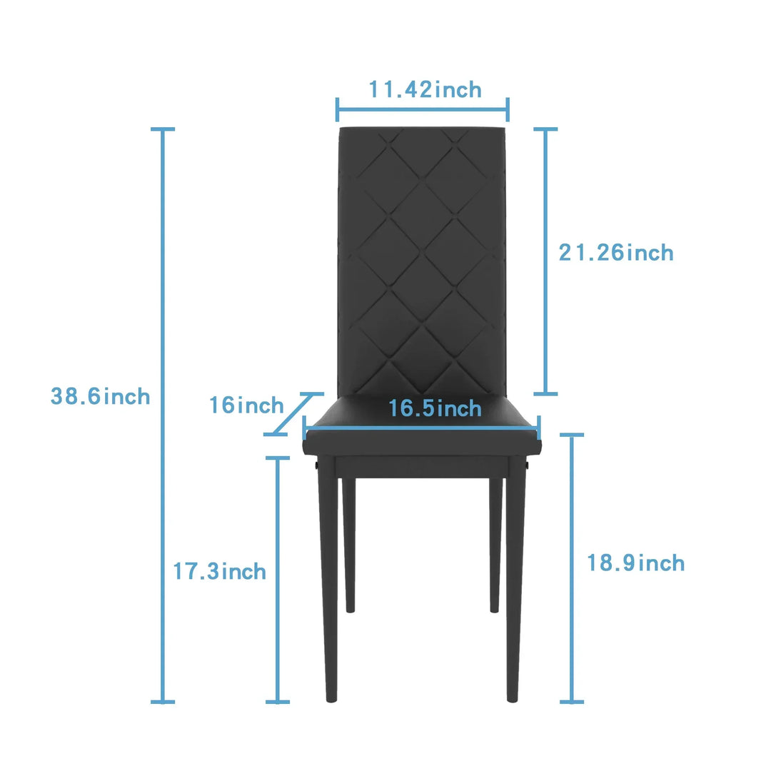 Buy farmhouse furniture La Ivoire | Modern Luxury Tempered Black Glass Black Dining Table w/ Chair Set - Modern Cottage Farmhouse Furniture