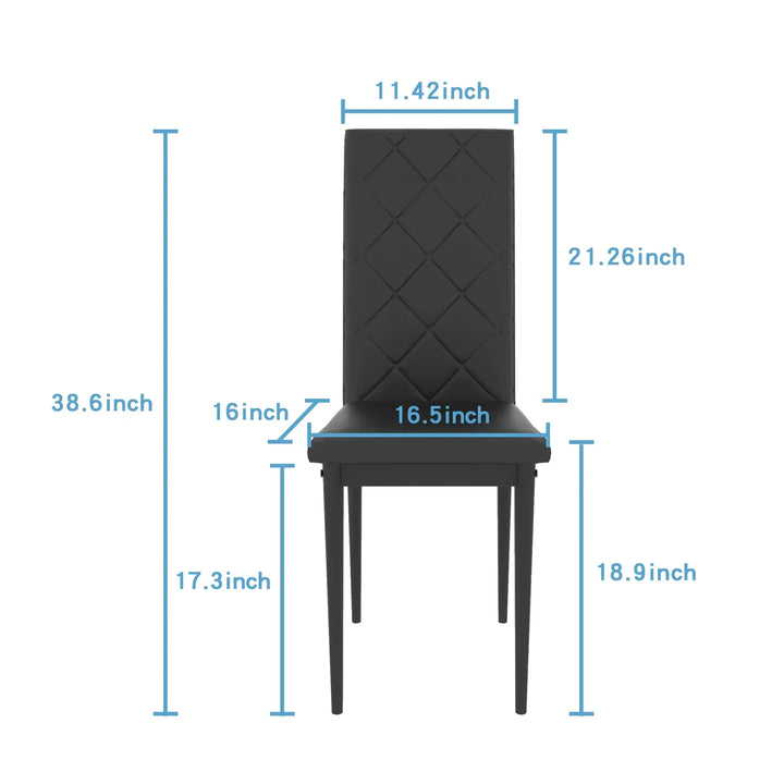 Buy farmhouse furniture La Ivoire | Modern Luxury Tempered Black Glass Black Dining Table w/ Chair Set - Modern Cottage Farmhouse Furniture