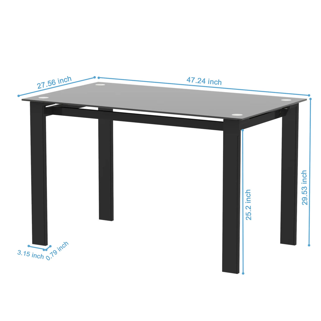 Buy farmhouse furniture La Ivoire | Modern Luxury Tempered Black Glass Black Dining Table w/ Chair Set - Modern Cottage Farmhouse Furniture