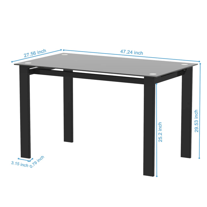 Buy farmhouse furniture La Ivoire | Modern Luxury Tempered Black Glass Black Dining Table w/ Chair Set - Modern Cottage Farmhouse Furniture