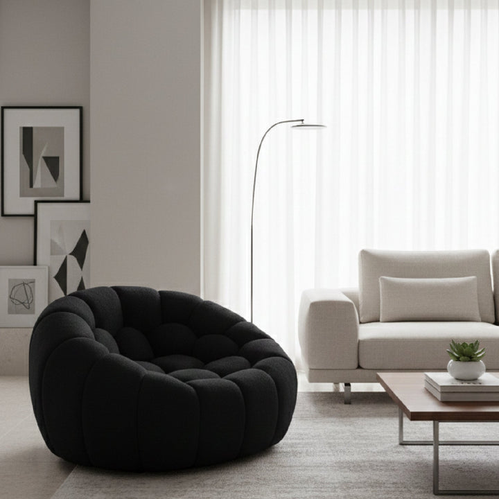 Buy farmhouse furniture Le Lia • White Modern Cottage Farmhouse Italian Hexagonal-Tufted Lounge Contemporary Accent Chair - Modern Cottage Farmhouse Furniture