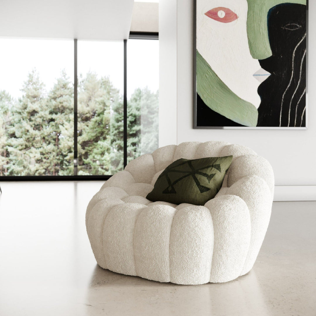 Buy farmhouse furniture Le Lia • White Modern Cottage Farmhouse Italian Hexagonal-Tufted Lounge Contemporary Accent Chair - Modern Cottage Farmhouse Furniture