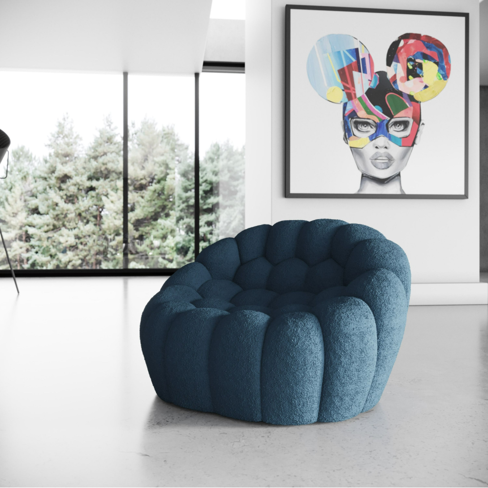 Buy farmhouse furniture Le Lia • White Modern Cottage Farmhouse Italian Hexagonal-Tufted Lounge Contemporary Accent Chair - Modern Cottage Farmhouse Furniture