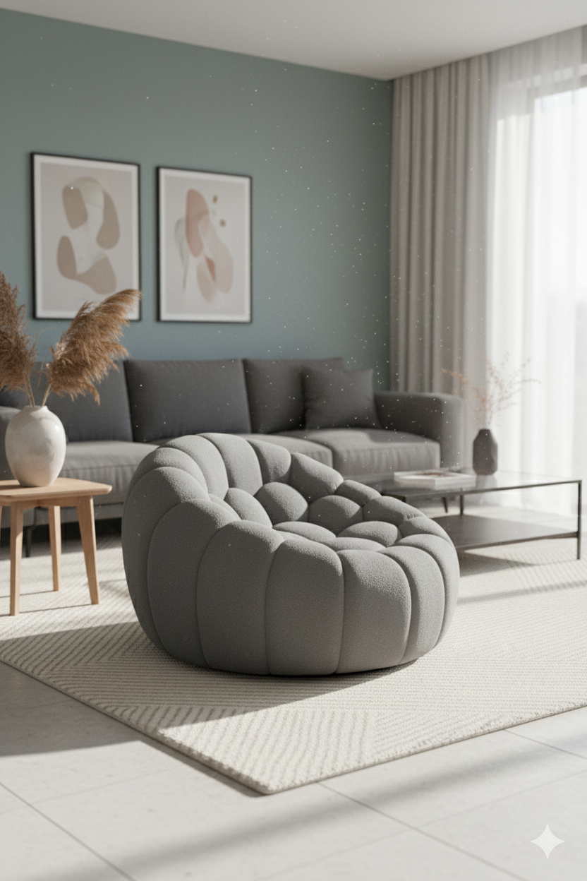 Buy farmhouse furniture Le Lia • White Modern Cottage Farmhouse Italian Hexagonal-Tufted Lounge Contemporary Accent Chair - Modern Cottage Farmhouse Furniture