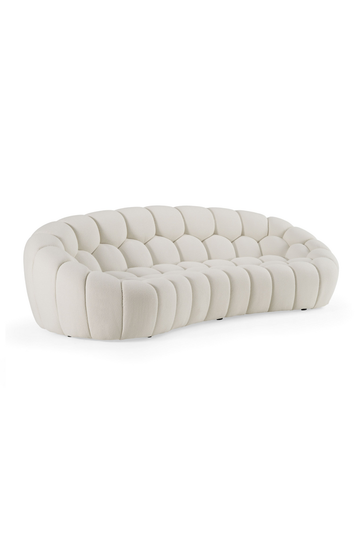 Buy farmhouse furniture Le Lia • White Modern Mediterranean Italian Hexagonal-Tufted Curved Sofa - Modern Cottage Farmhouse Furniture