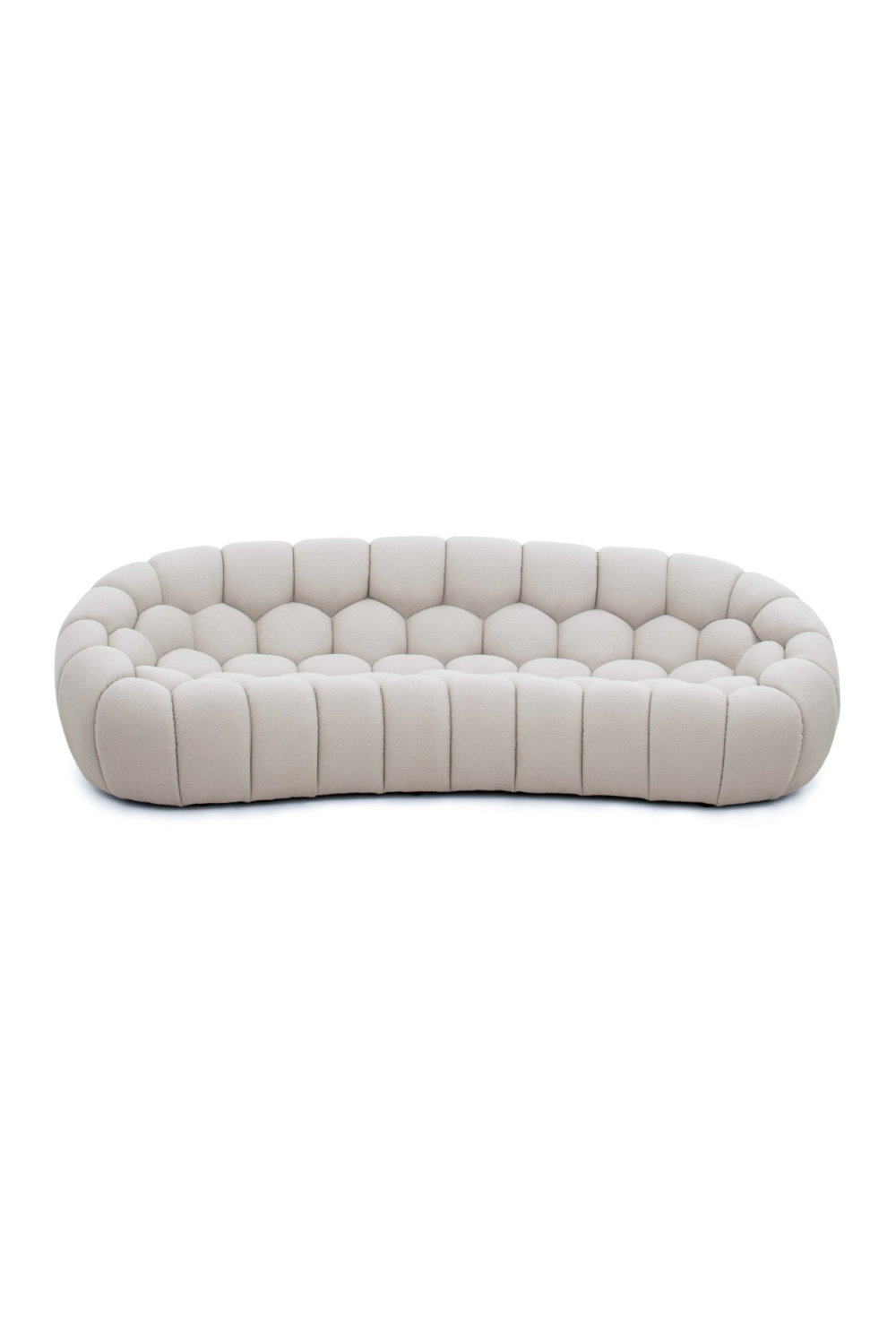 Buy farmhouse furniture Le Lia • White Modern Mediterranean Italian Hexagonal-Tufted Curved Sofa - Modern Cottage Farmhouse Furniture