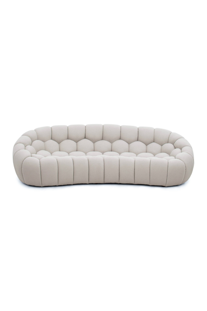 Buy farmhouse furniture Le Lia • White Modern Mediterranean Italian Hexagonal-Tufted Curved Sofa - Modern Cottage Farmhouse Furniture