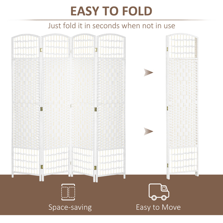 Buy farmhouse furniture Folding Room Divider | 4-Panel Wave Fiber Privacy Screen, White - Modern Cottage Farmhouse Furniture