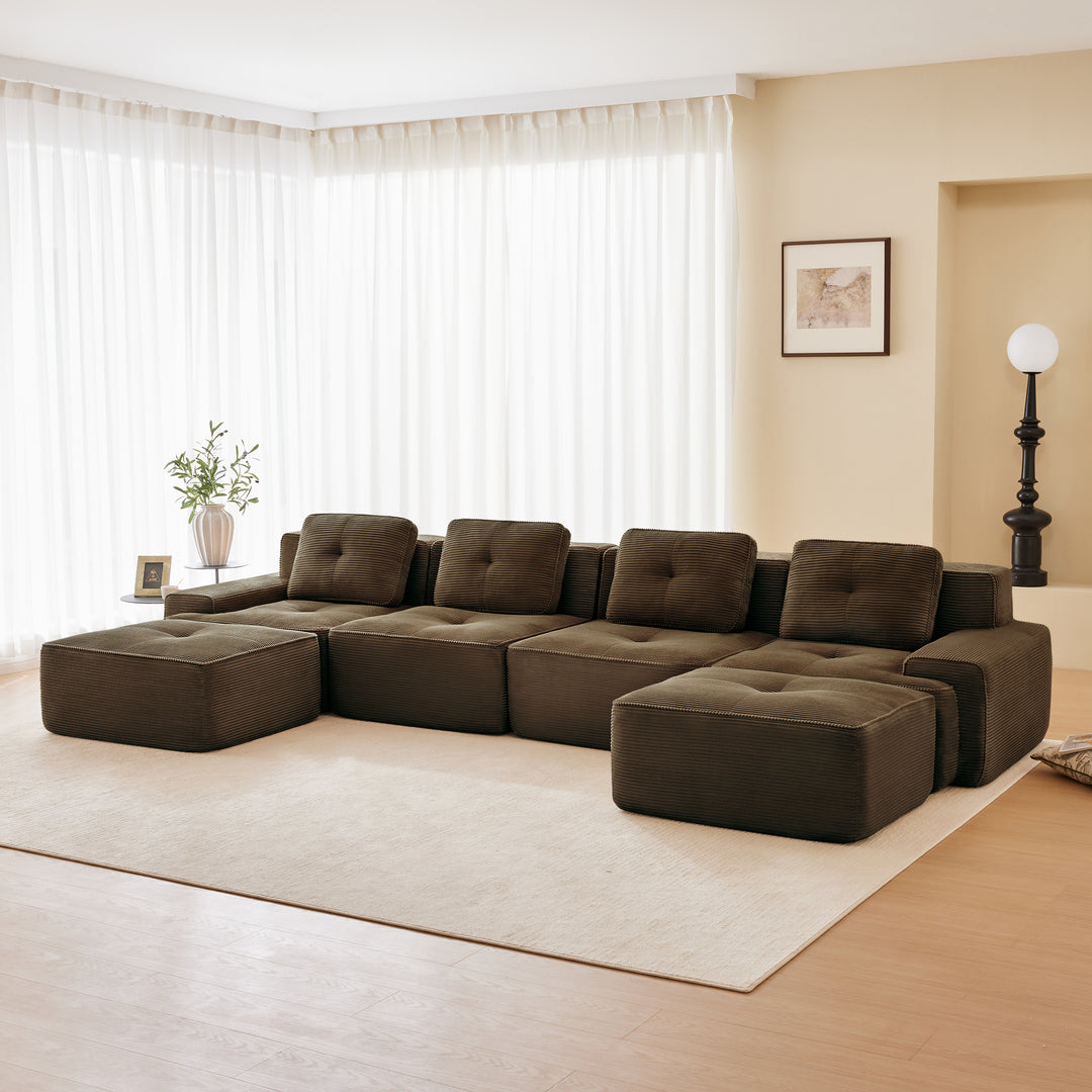 Buy farmhouse furniture Hearth | Large U Shaped Brown Modern Cottage Farmhouse Style Sofa Couch - Modern Cottage Farmhouse Furniture