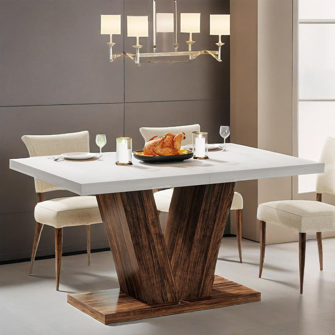 Buy farmhouse furniture Calypso | White 47-Inch Modern Luxury Mediterranean Farmhouse Dining Table - Modern Cottage Farmhouse Furniture
