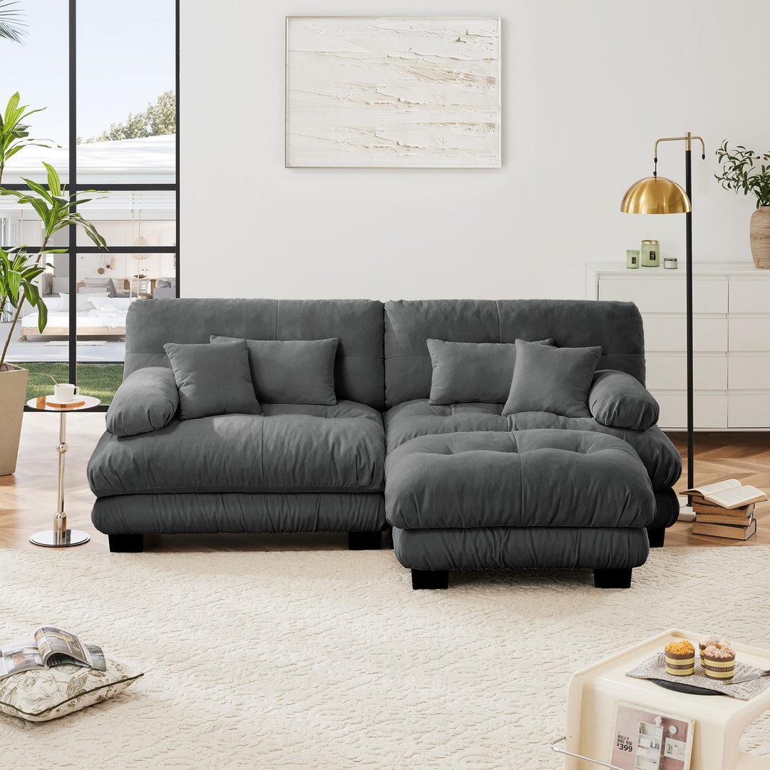 Buy farmhouse furniture Marbella | Upholstered Mediterranean Luxury Cloud Grey Wide Arm Sofa - Modern Cottage Farmhouse Furniture