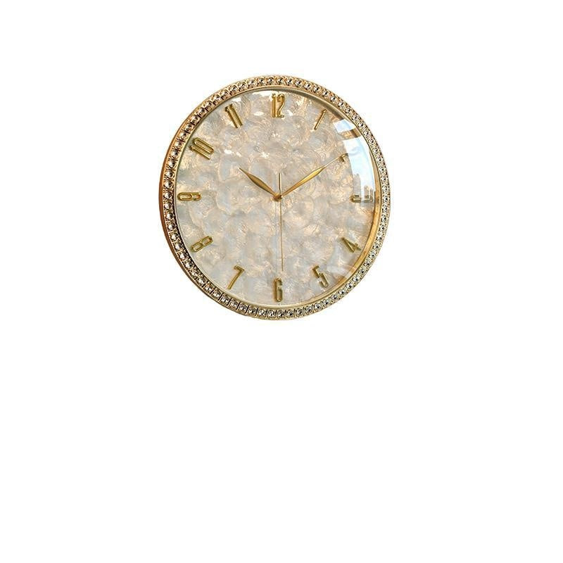 Buy farmhouse furniture Azure Mediterranean Contemporary Pearl Gold White Elegant Wall Clock - Modern Cottage Farmhouse Furniture