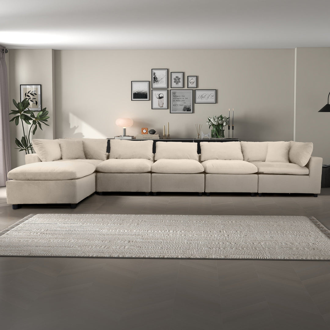Buy farmhouse furniture Hayward Ivory Velvet Modular Sectional Sofa - Modern Cottage Farmhouse Furniture