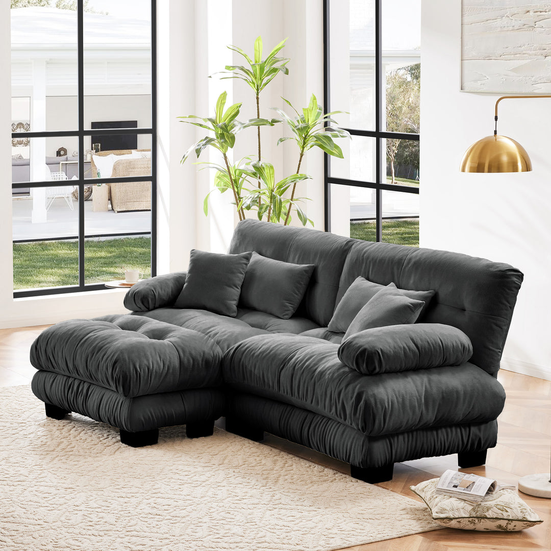 Buy farmhouse furniture Marbella | Upholstered Mediterranean Luxury Cloud Grey Wide Arm Sofa - Modern Cottage Farmhouse Furniture