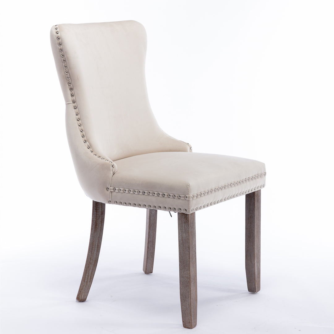 Buy farmhouse furniture Modern Mediterranean Luxury Upholstered Wing-Back Dining Chairs (Set of 2) - Modern Cottage Farmhouse Furniture
