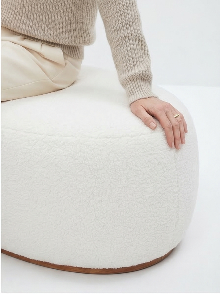 Buy farmhouse furniture Amber White Sherpa Ottoman | Plush Teddy Fabric Luxury Footrest | Supports 330 lbs - Modern Cottage Farmhouse Furniture