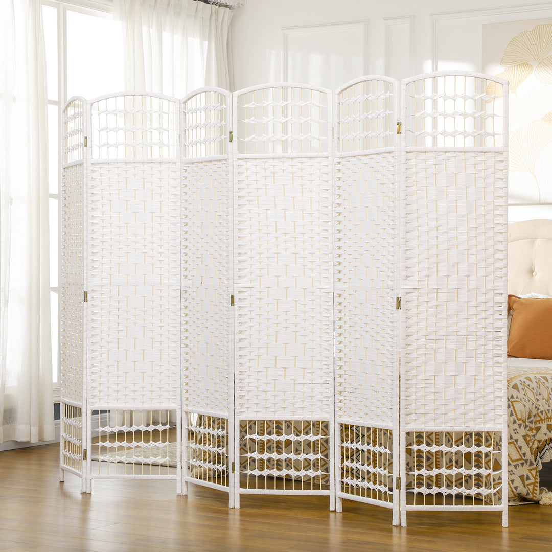 Buy farmhouse furniture Folding Room Divider | 6-Panel Wave Fiber Privacy Screen, White - Modern Cottage Farmhouse Furniture