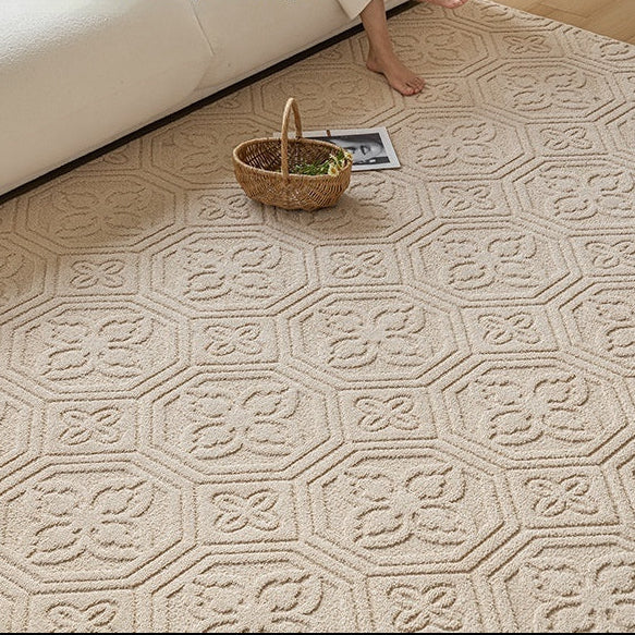 Buy farmhouse furniture Oak &amp; Ember | Large Beige Modern Farmhouse Cottage Area Rug By Artisan Blooms - Modern Cottage Farmhouse Furniture