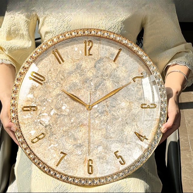 Buy farmhouse furniture Azure Mediterranean Contemporary Pearl Gold White Elegant Wall Clock - Modern Cottage Farmhouse Furniture