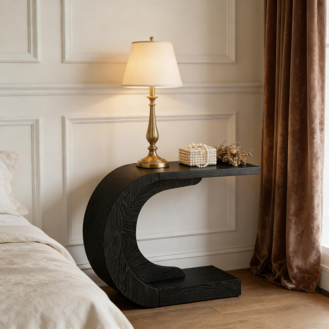 Buy farmhouse furniture Modern Italian Black Moon End Table - Modern Cottage Farmhouse Furniture
