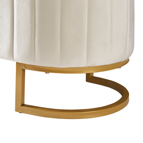Buy farmhouse furniture The Marbella Mediterranean Farmhouse Button-Tufted Velvet Storage Ottoman Bench – Beige Upholstered Bench Seat with Metal Legs - Modern Cottage Farmhouse Furniture
