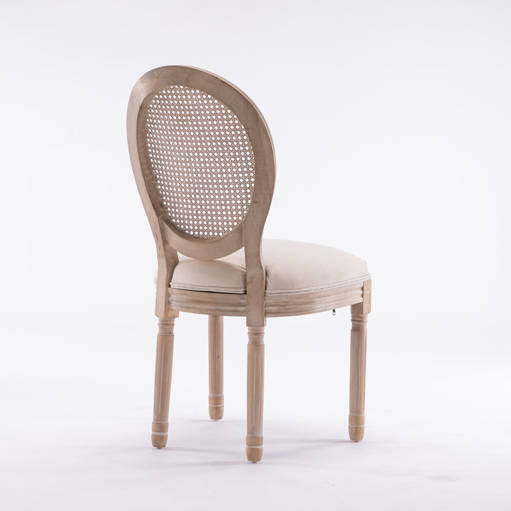 Buy farmhouse furniture Mediterranean French Wood Antique Linen &amp; Rattan Dining Chair (Set Of 2) - Modern Cottage Farmhouse Furniture