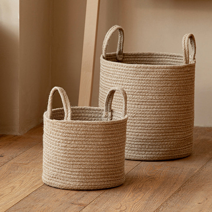 Buy farmhouse furniture Torre Melissa | Large Jute Mediterranean Farmhouse Hand-woven Cotton Basket - Modern Cottage Farmhouse Furniture