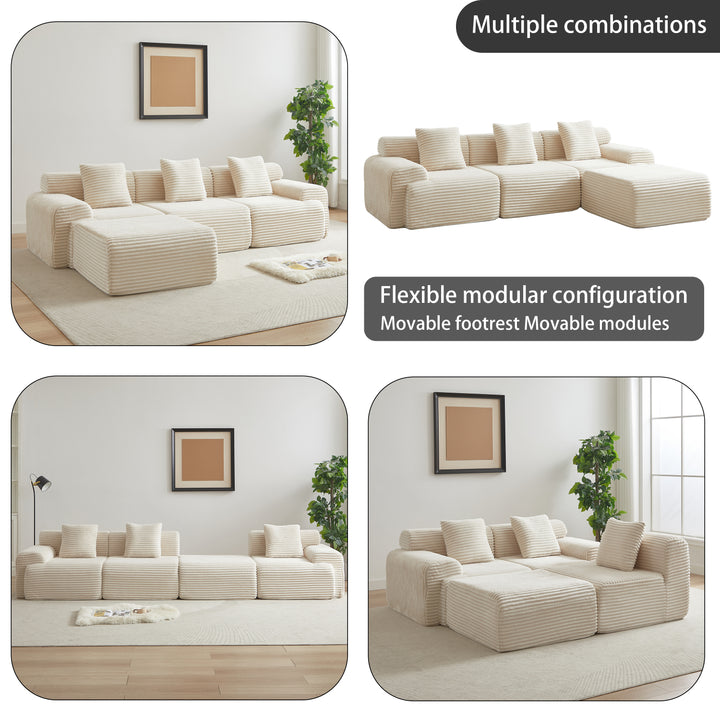 Buy farmhouse furniture Best Farmhouse Modular Sofa | 114-inch Cottage Farmhouse Corduroy Boneless Couch - Modern Cottage Farmhouse Furniture