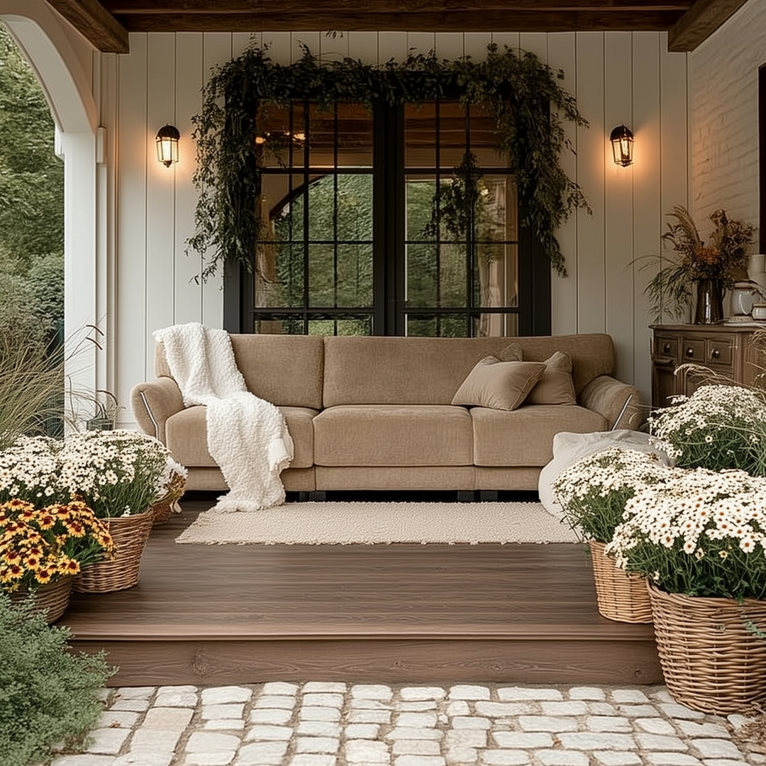 Buy farmhouse furniture Farmhouse Sofa Daybed | Oversized Chenille Couch | White or Brown | Modular Convertible - Modern Cottage Farmhouse Furniture