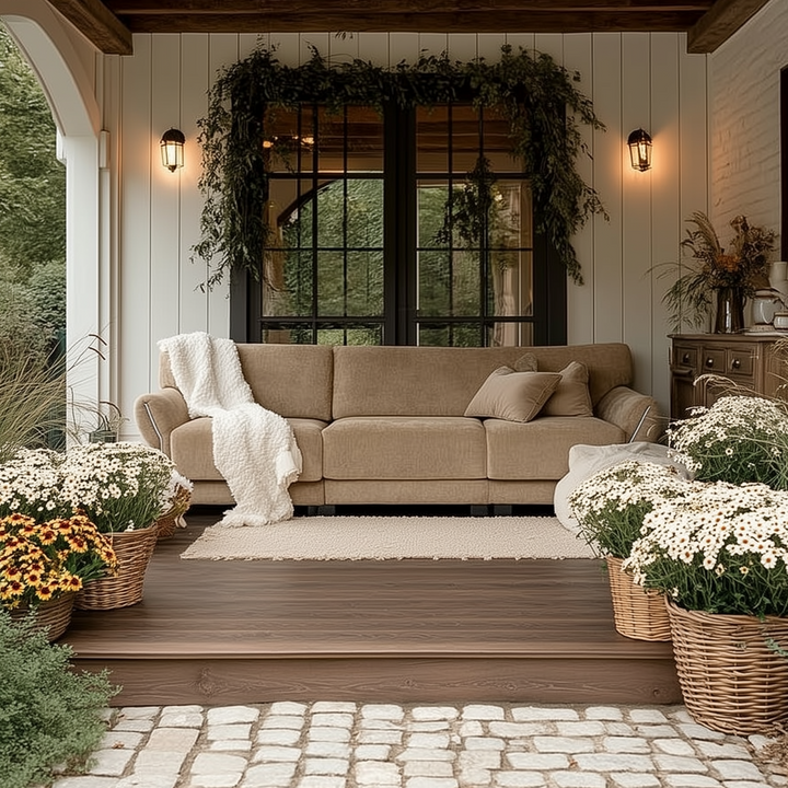 Buy farmhouse furniture Farmhouse Sofa Daybed | Oversized Chenille Couch | White or Brown | Modular Convertible - Modern Cottage Farmhouse Furniture