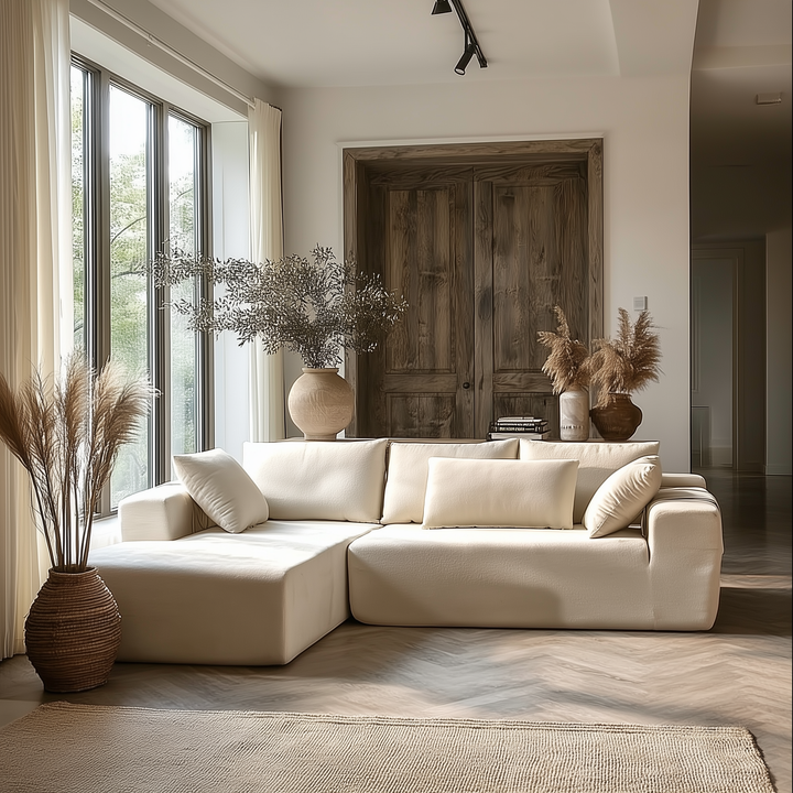 Buy farmhouse furniture The Casa Bianca • Modern European Farmhouse Modular L-Shaped Sofa Sectional - Modern Cottage Farmhouse Furniture