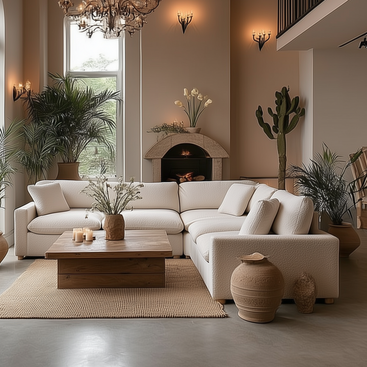 Buy farmhouse furniture The Luna • Mare 6-Piece Boucle Modular Modern Cottage Farmhouse Sofa Sectional Couch - Modern Cottage Farmhouse Furniture