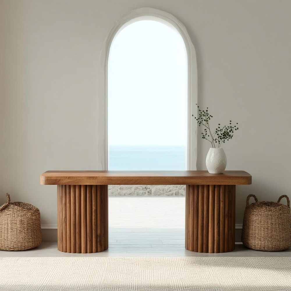 Buy farmhouse furniture La Riviera Modern Mediterranean Farmhouse Foyer Bench - Modern Cottage Farmhouse Furniture