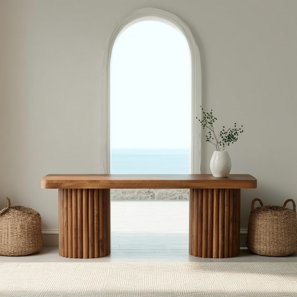 Buy farmhouse furniture La Riviera Modern Mediterranean Farmhouse Foyer Bench - Modern Cottage Farmhouse Furniture