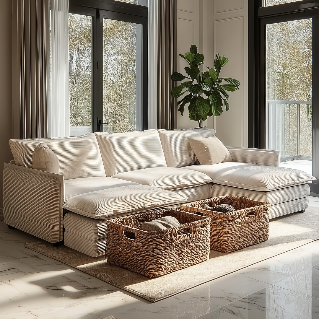 Buy farmhouse furniture La Brisa Mediterranean Upholstery Cloud Modular Sectional - Modern Cottage Farmhouse Furniture