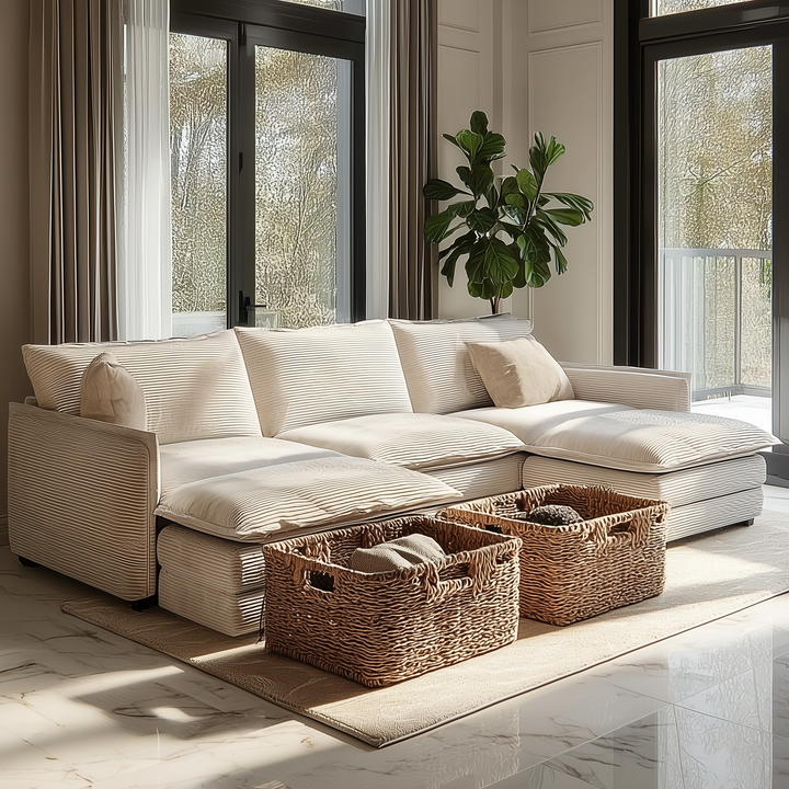 Buy farmhouse furniture La Brisa Mediterranean Upholstery Cloud Modular Sectional - Modern Cottage Farmhouse Furniture