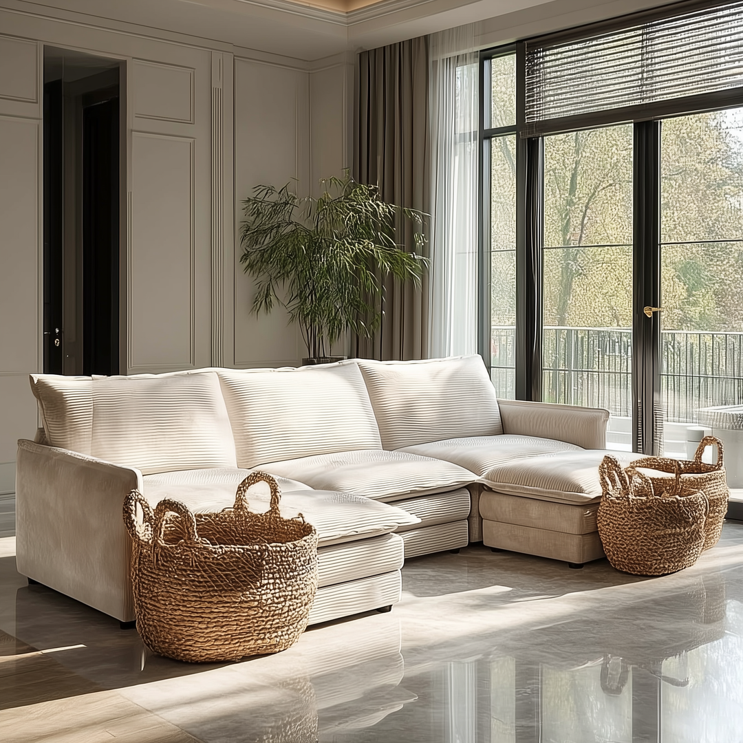 Buy farmhouse furniture La Brisa Mediterranean Upholstery Cloud Modular Sectional - Modern Cottage Farmhouse Furniture