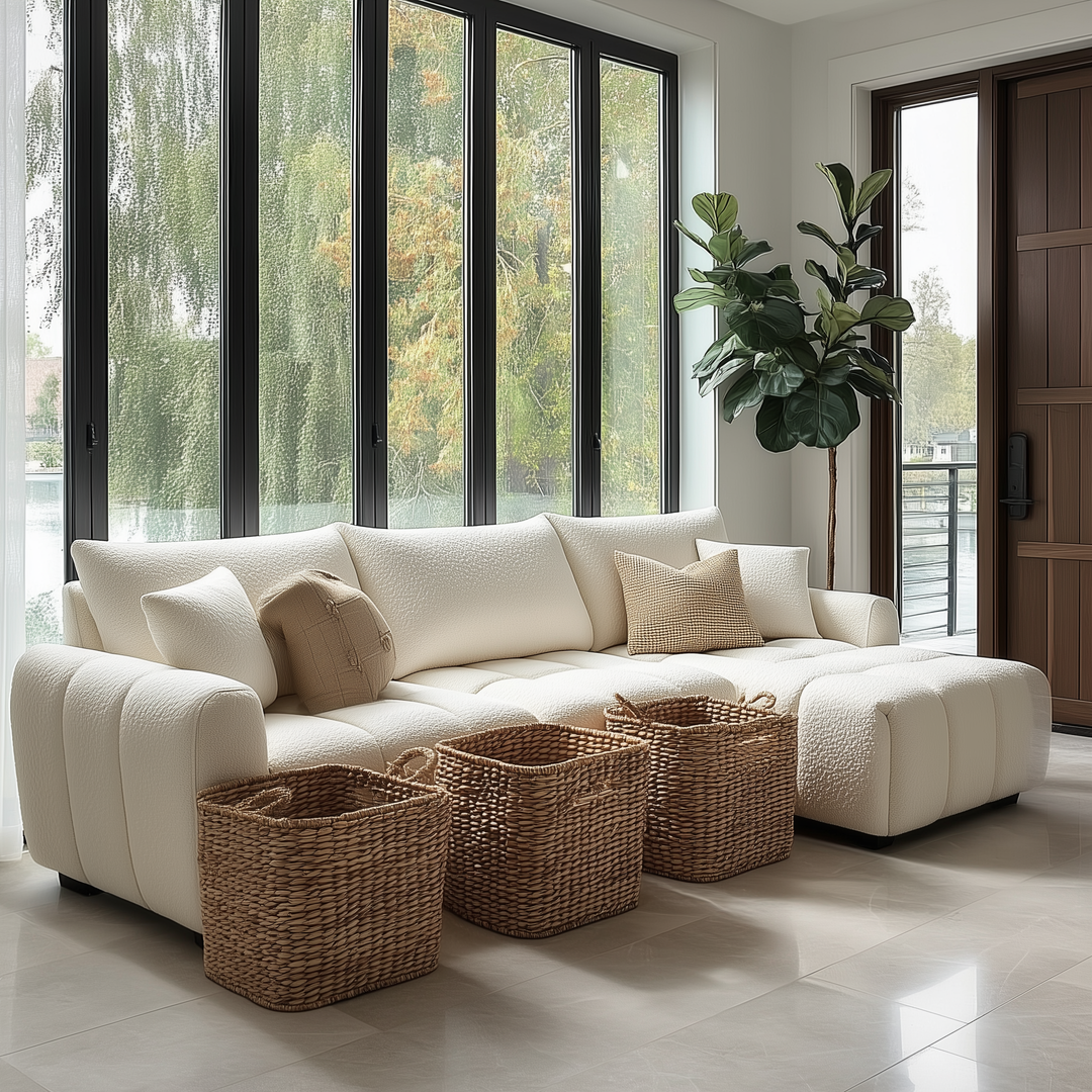 Buy farmhouse furniture Marbella Grande Mediterranean Modular Contemporary Lounge L-shape Sofa Sectional - Modern Cottage Farmhouse Furniture