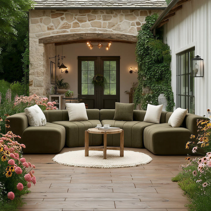 Buy farmhouse furniture The Valencia • European Farmhouse Olive Green Vista Sofa Sectional Couch - Modern Cottage Farmhouse Furniture