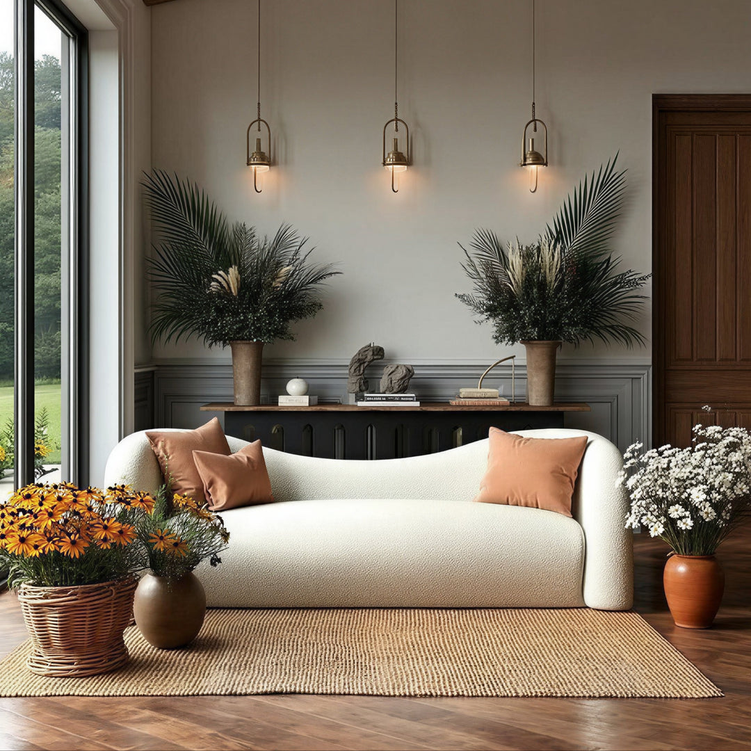 Buy farmhouse furniture Cielo | Large Modern European Style Mediterranean Lamb Wool Luxury Sofa - Modern Cottage Farmhouse Furniture