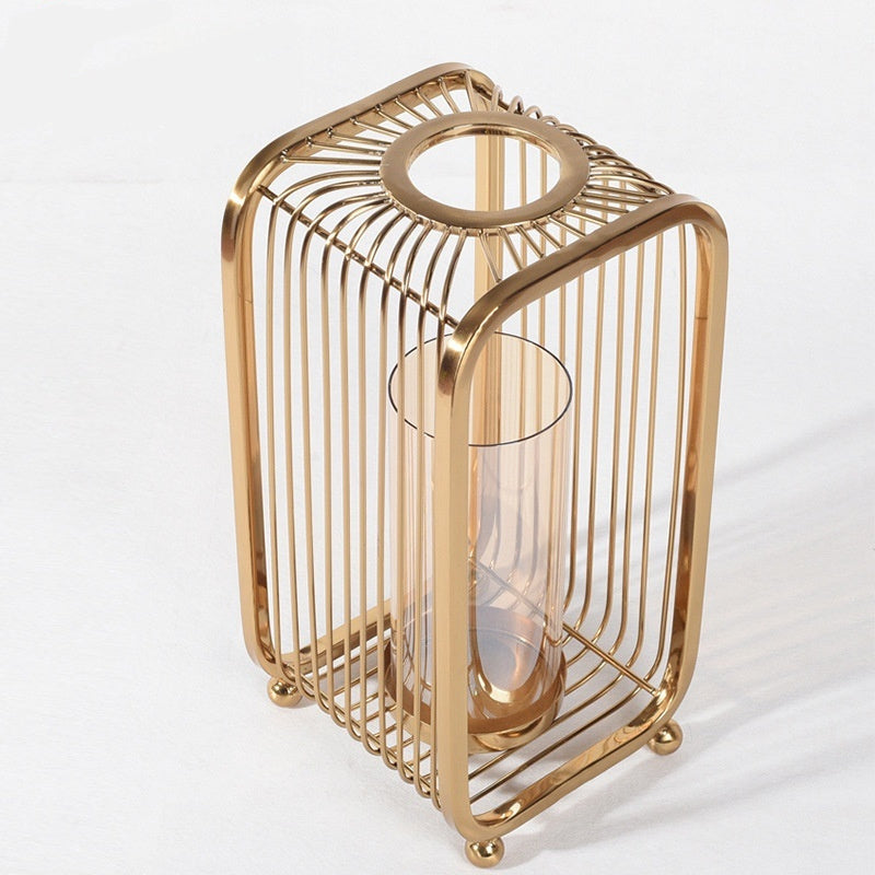 Buy farmhouse furniture Camini | Modern Mediterranean Bronze Metal And Transparent Glass Floor Vase - Modern Cottage Farmhouse Furniture