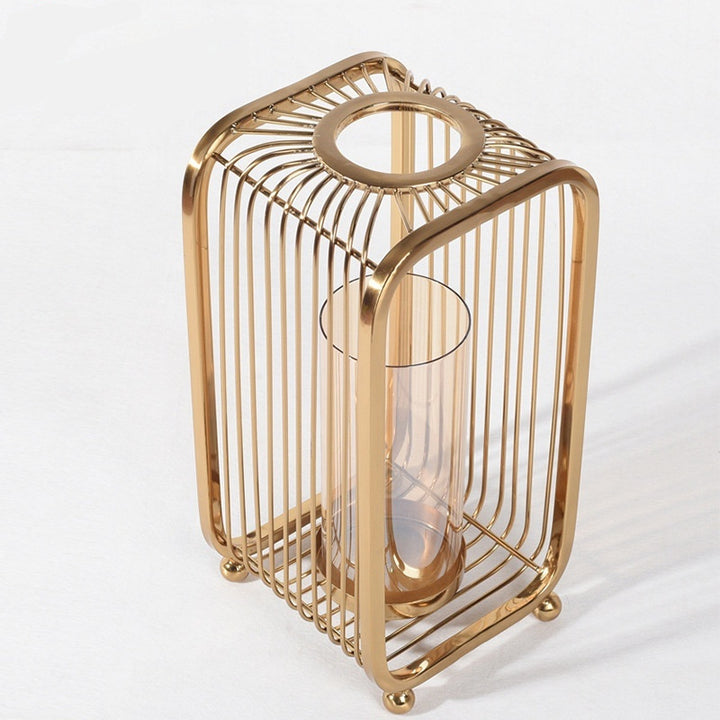 Buy farmhouse furniture Camini | Modern Mediterranean Bronze Metal And Transparent Glass Floor Vase - Modern Cottage Farmhouse Furniture