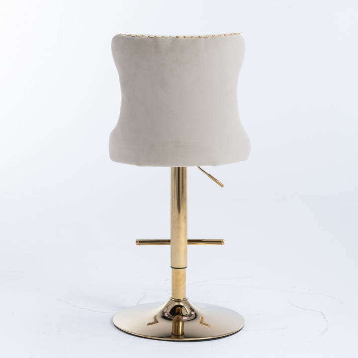 Buy farmhouse furniture Amir Gold Velvet Barstools Set of 2 | Swivel Adjustable Height | Mediterranean Kitchen Island Stools - Modern Cottage Farmhouse Furniture
