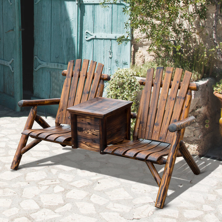 Buy farmhouse furniture Rustic Brown Double Wooden Farmhouse Country Chair with Ice Bucket - Modern Cottage Farmhouse Furniture