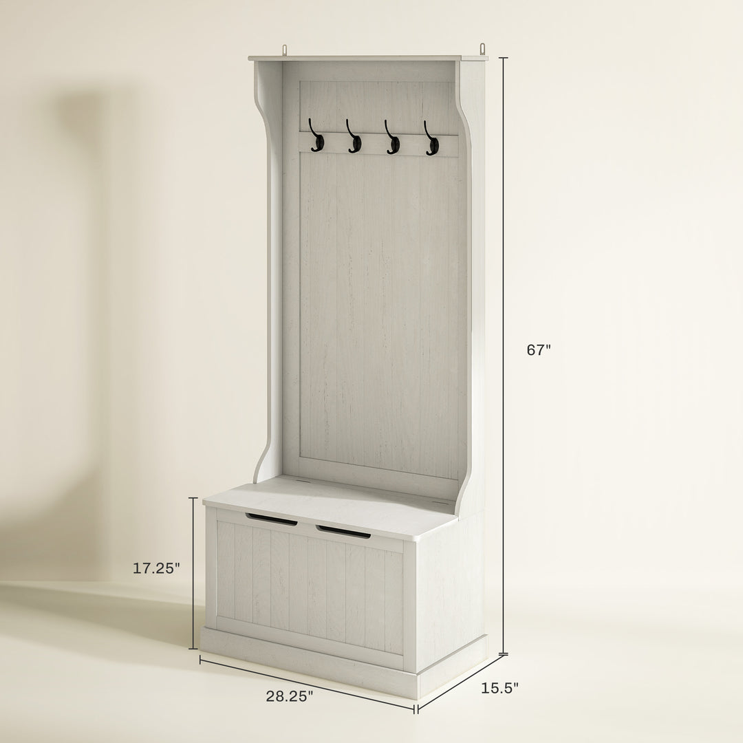 Buy farmhouse furniture White Farmhouse Mudroom Coat Rack Storage Sitting Bench - Modern Cottage Farmhouse Furniture