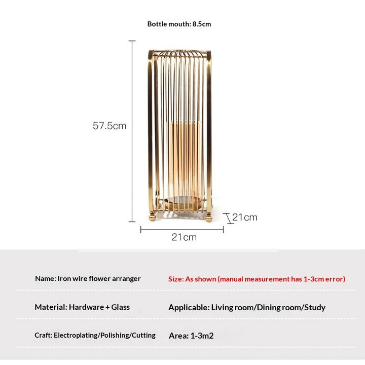 Buy farmhouse furniture Camini | Modern Mediterranean Bronze Metal And Transparent Glass Floor Vase - Modern Cottage Farmhouse Furniture